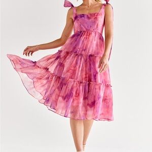 Francesca’s Alahna Tie Strap Tie Dye Midi Dress